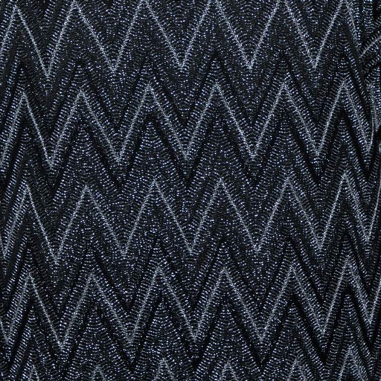 Pre Owned M Missoni Monochrome Chevron Lurex Knit Shift Dress S 
