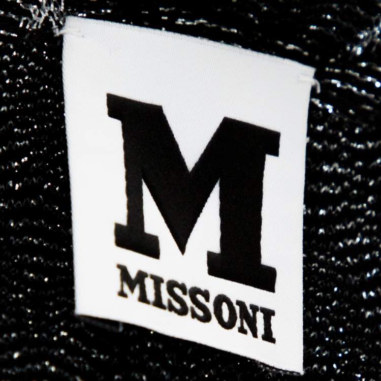 Pre Owned M Missoni Monochrome Chevron Lurex Knit Shift Dress S 