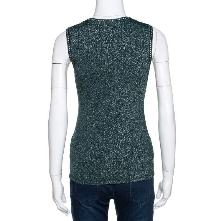 مملوكة مسبقًا M Missoni Sacramento Green Lurex Knit Sleeveless Top M 