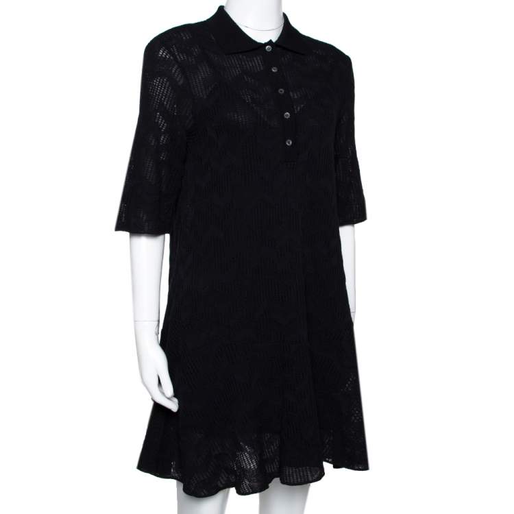 Pre Owned M Missoni Black Textured Wool Blend Knit A Line Dress S