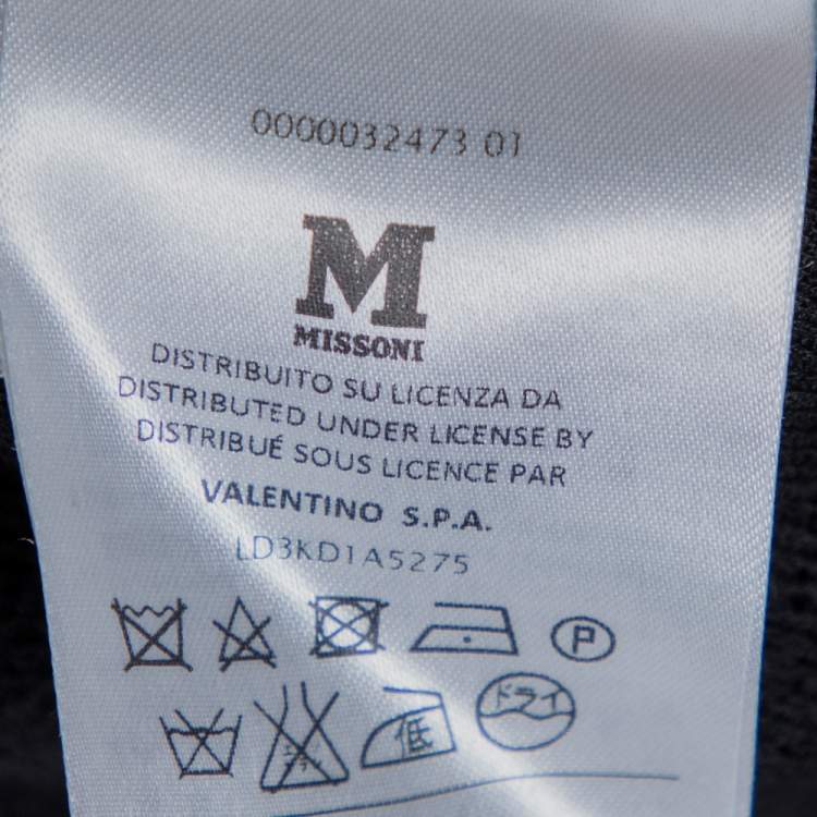 Pre Owned M Missoni Black Textured Wool Blend Knit A Line Dress S