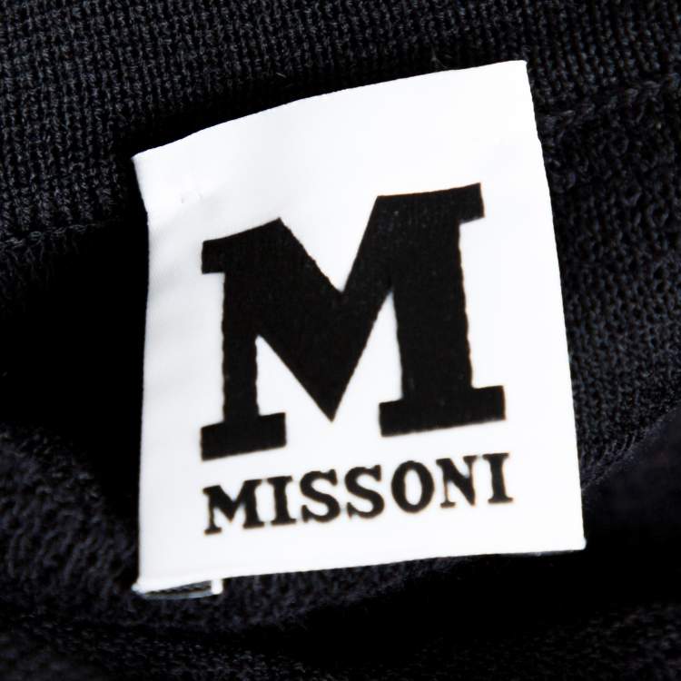 Pre Owned M Missoni Black Textured Wool Blend Knit A Line Dress S