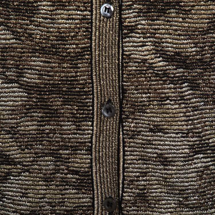 Pre Owned M Missoni Black & Gold Lurex Knit Button Front Cardigan M