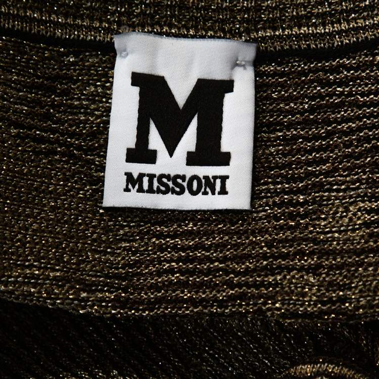 Pre Owned M Missoni Black & Gold Lurex Knit Button Front Cardigan M