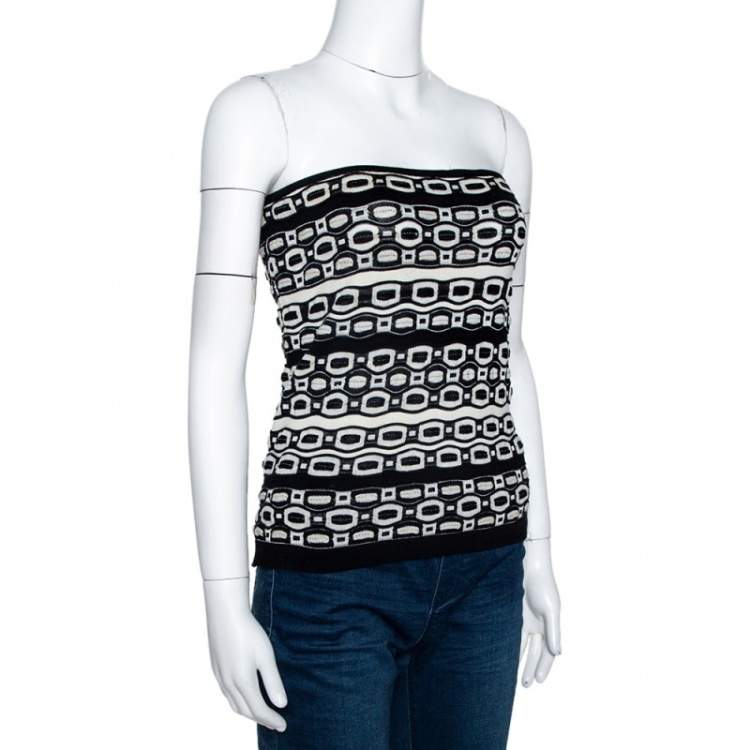 Pre Owned M Missoni Monochrome Knit Strapless Top M 