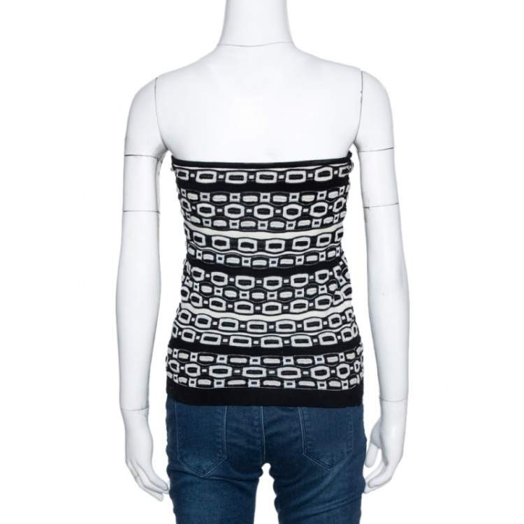 Pre Owned M Missoni Monochrome Knit Strapless Top M 