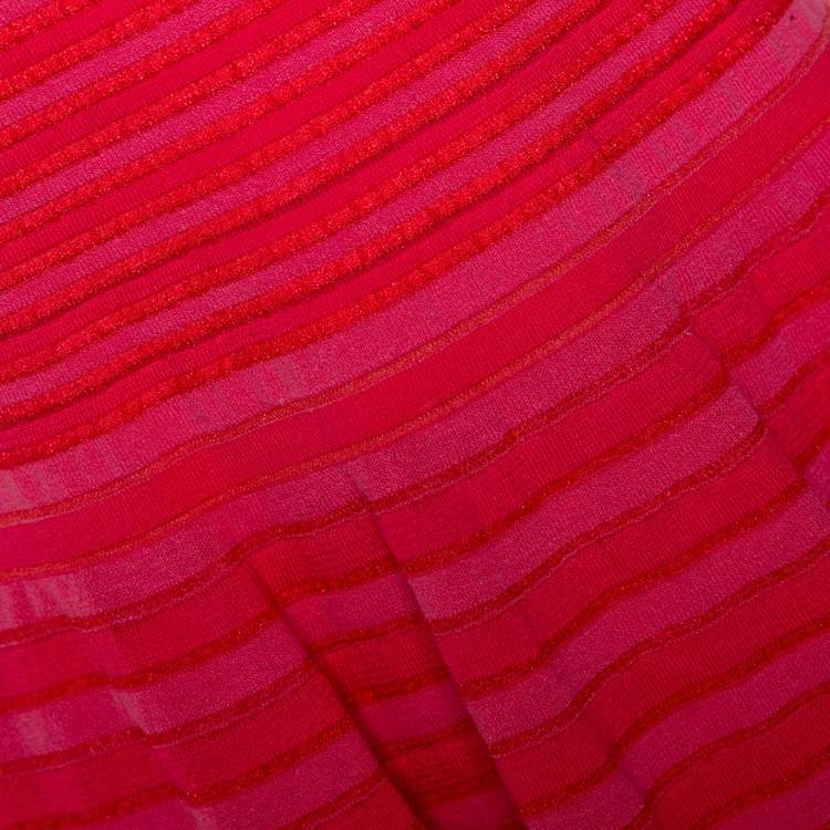 Pre Owned M Missoni Pink Knit Sleeveless Paneled A Line Dress M 