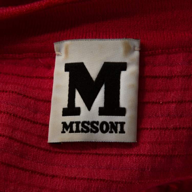 Pre Owned M Missoni Pink Knit Sleeveless Paneled A Line Dress M 