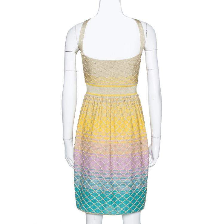 Pre Owned M Missoni Multicolor Ombre Textured Lurex Knit Sleeveless Dress S