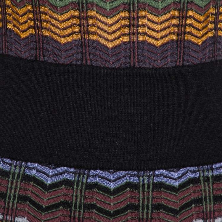 Pre Owned M Missoni Multicolor Zip Zag Merino Wool Blend Knit Sleeveless Dress M