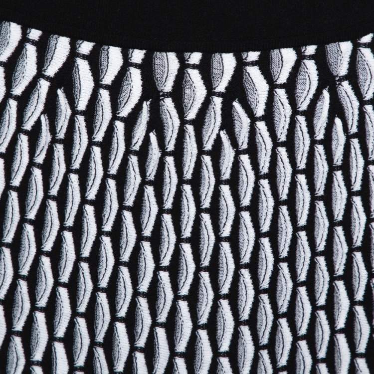 Pre Owned M Missoni Black & White Fan Stitch Knit A-Line Skirt M