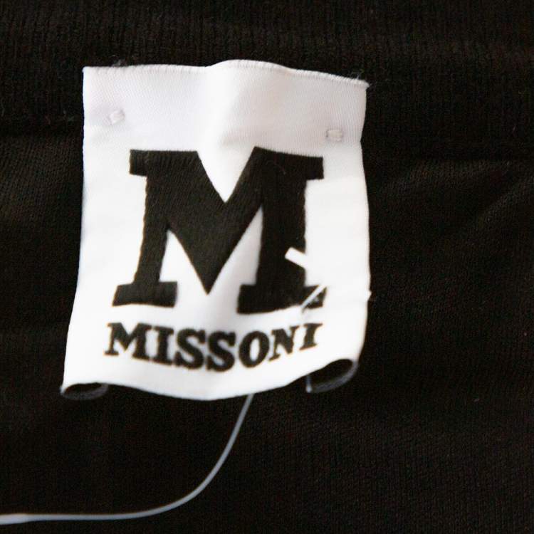 Pre Owned M Missoni Black & White Fan Stitch Knit A-Line Skirt M
