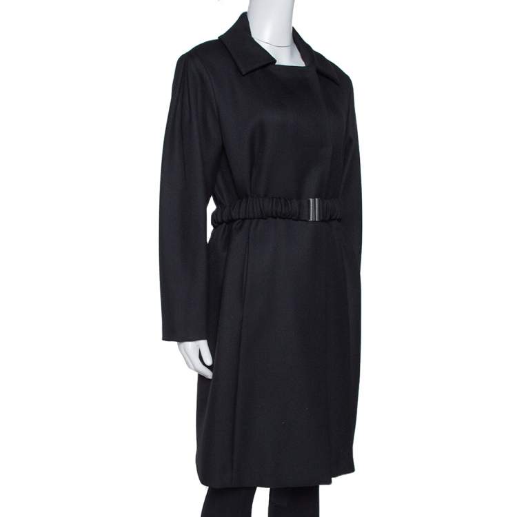Pre Owned M Missoni Black Wool Double Breasted Belted Coat M