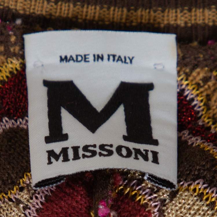 Pre Owned M Missoni Brown Lurex Wool Blend Knit Fit & Flare Dress M