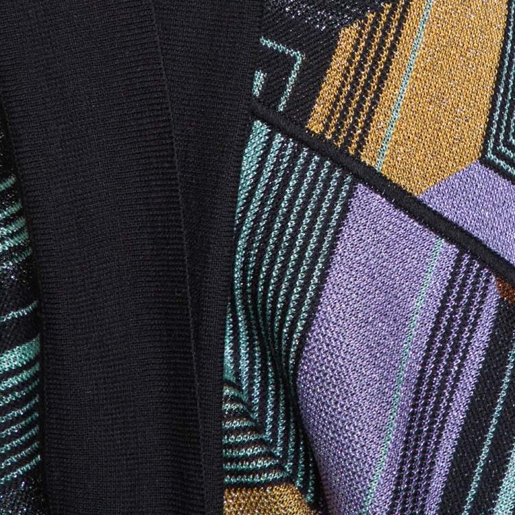 Pre Owned M Missoni Multicolor Lurex Zig Zag Knit Circle Cardigan (One Size)