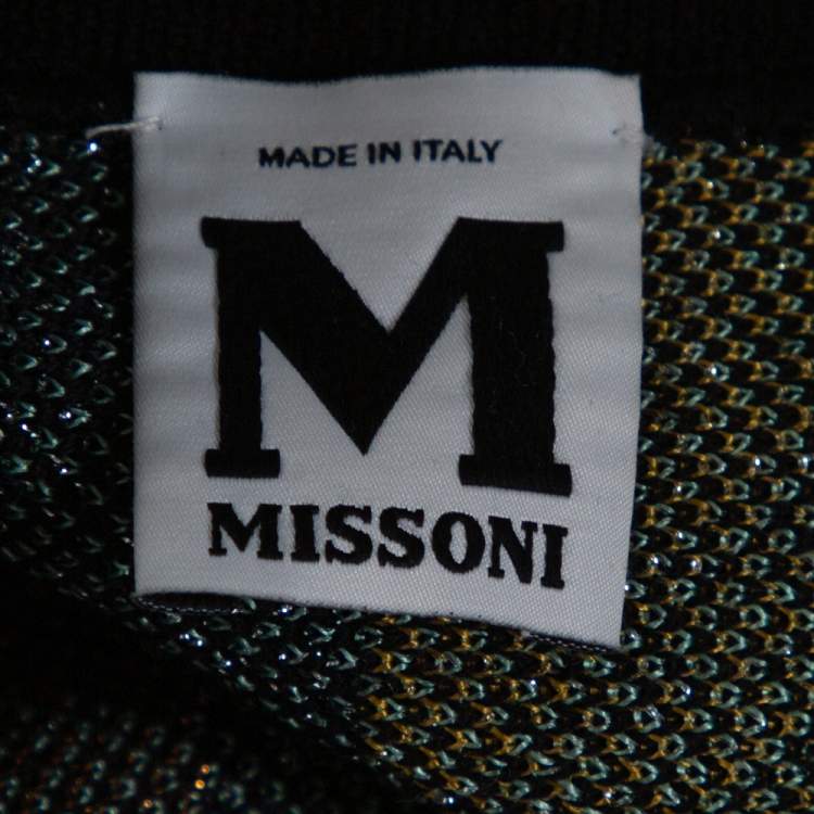 Pre Owned M Missoni Multicolor Lurex Zig Zag Knit Circle Cardigan (One Size)