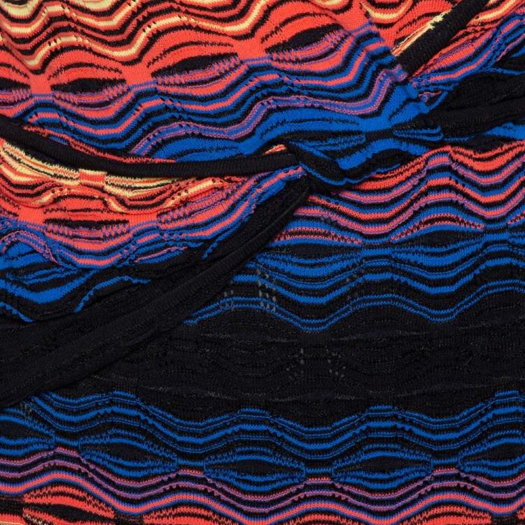 Pre Owned M Missoni Multicolor Wavy Linen Blend Knit Sleeveless Dress M