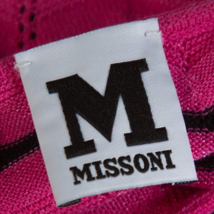 Pre Owned M Missoni Pink Zig Zag Knit Flared Top M