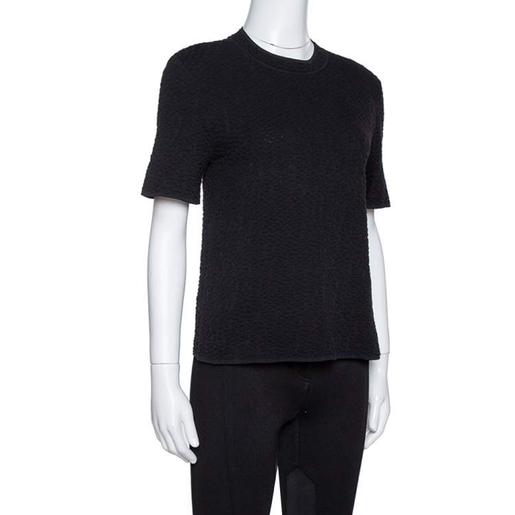 Pre Owned M Missoni Black Textured Knit Crew Neck Top S