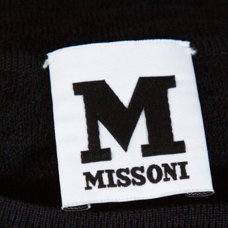 Pre Owned M Missoni Black Textured Knit Crew Neck Top S