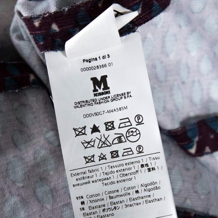 Pre Owned M Missoni Purple Printed Silk & Corduroy Sleeveless Maxi Dress L