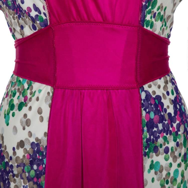 Pre Owned M Missoni Magenta Printed Jersey Tie Back Sleeveless Dress L