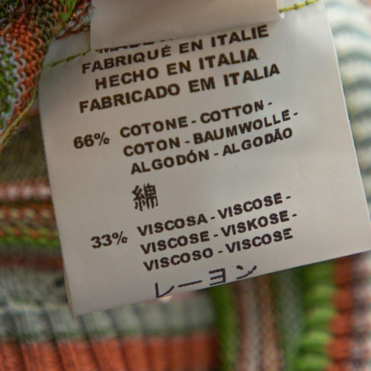 Pre Owned M Missoni Green Striped Pointelle Knit Ruffled Wrap Dress M
