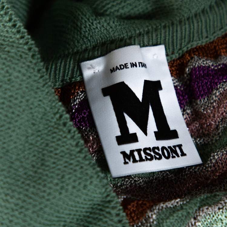 Pre Owned M Missoni Sage Green Wool Knit Ruffled Shift Dress M