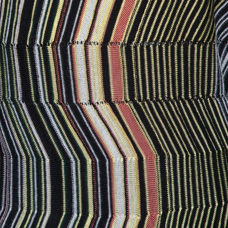 Pre Owned M Missoni Black Striped Wool Knit Fitted Dress S