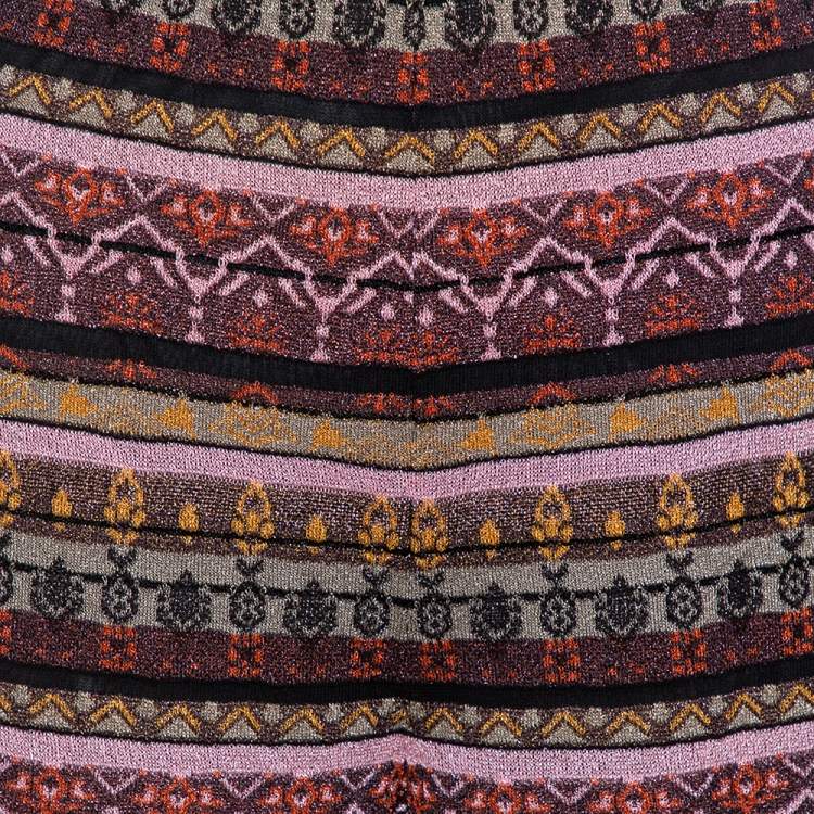 Pre Owned M Missoni Multicolor Lurex Knit Wide Leg Trousers L