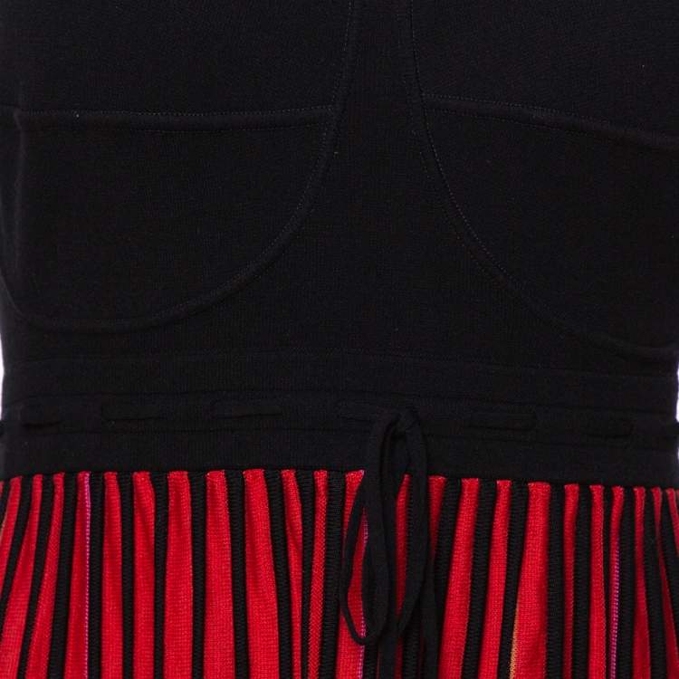 Pre Owned M Missoni Multicolor Striped Knit Back Cutout Tie Detail Sleeveless Dress L