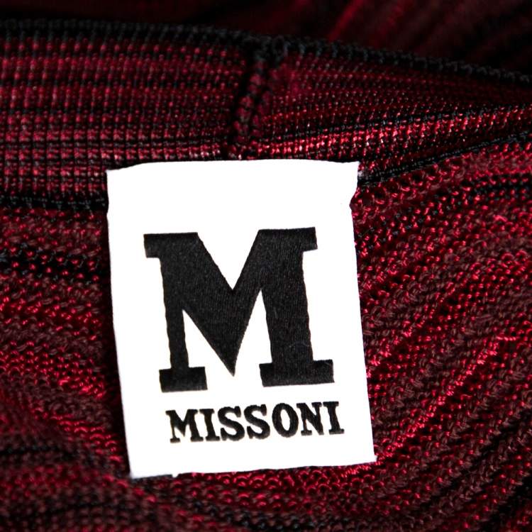مملوكة مسبقًا M Missoni Red Wavy Textured Knit Button Front Cardigan M