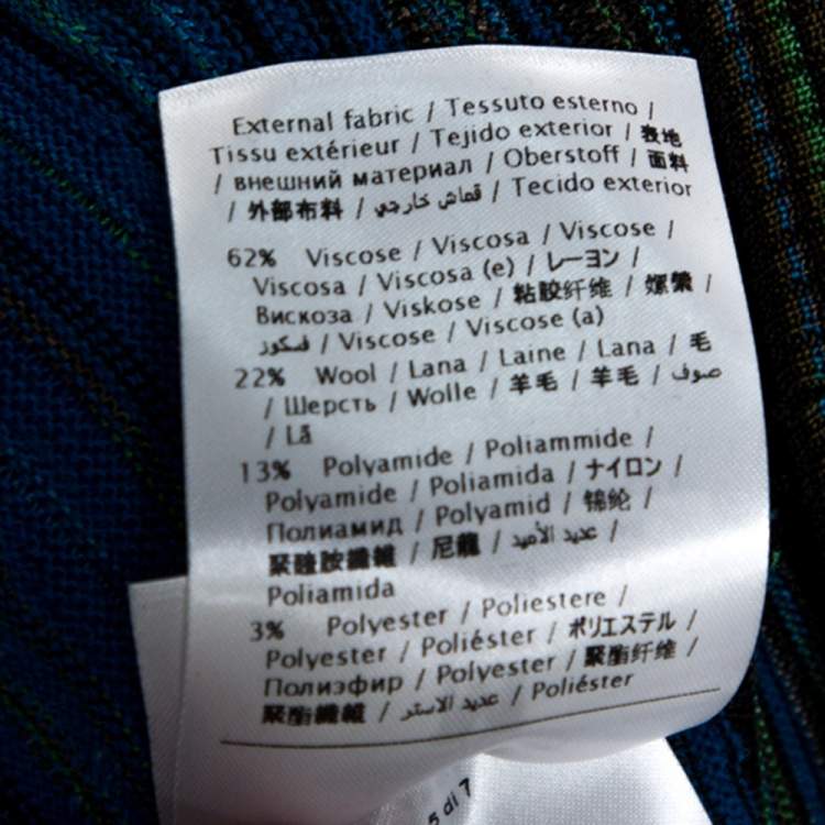 مملوكة مسبقًا M Missoni Blue Wavy Textured Knit Button Front Cardigan M