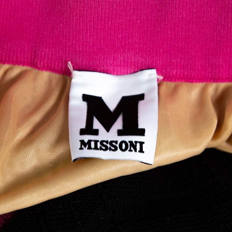 Pre Owned M Missoni Pink Zig Zag Knit A-Line Skirt L