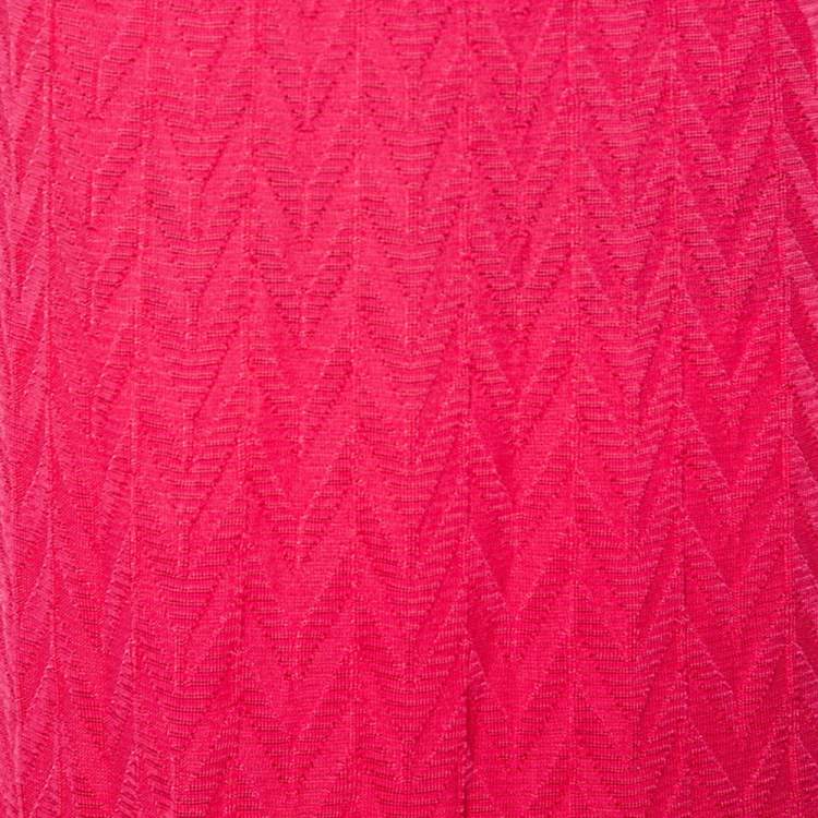 Pre Owned M Missoni Pink Zig Zag Knit Maxi Skirt M