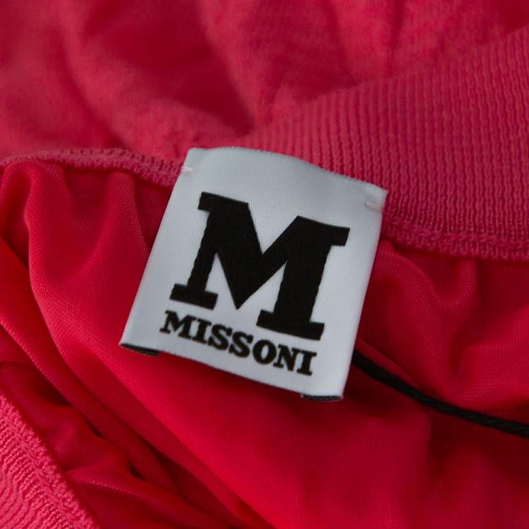 Pre Owned M Missoni Pink Zig Zag Knit Maxi Skirt M