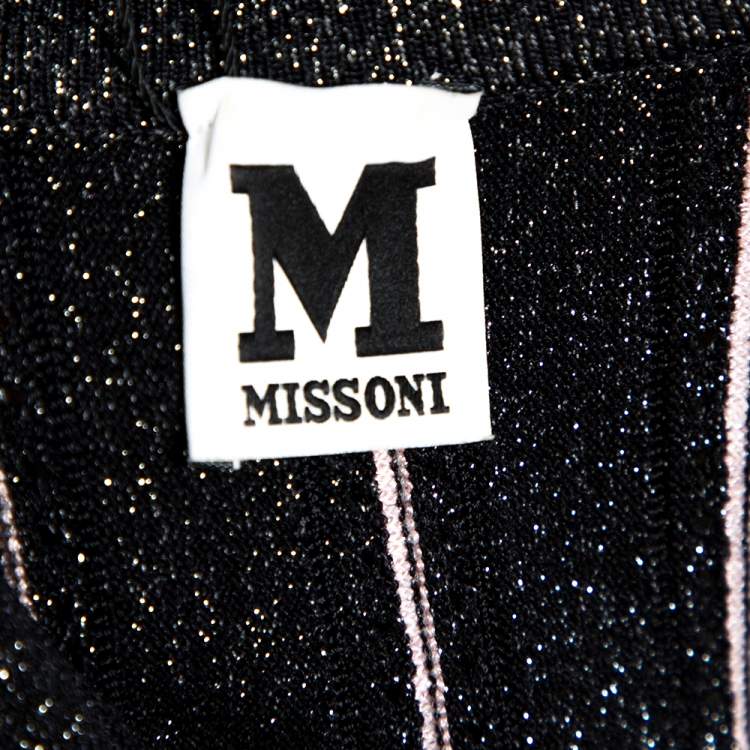 مملوكة مسبقًا M Missoni Black Lurex Ribbed Knit Peplum Top S