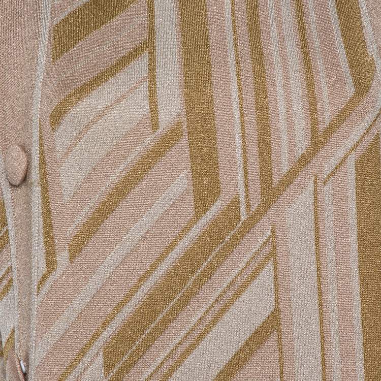Pre Owned M Missoni Metallic  Zig Zag Pattern Knit Sleeveless Midi Dress L