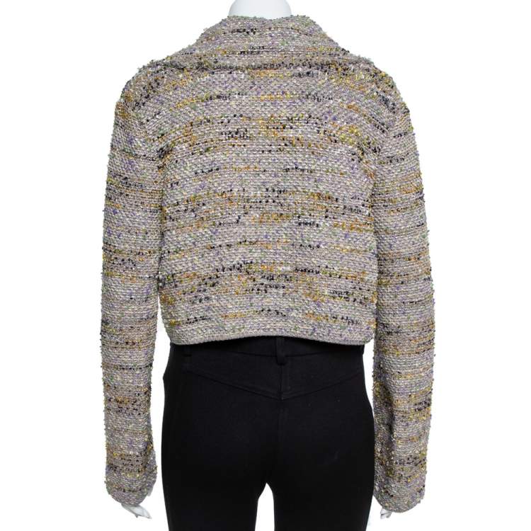 Pre Owned M Missoni Multicolor Tweed Cropped Blazer L