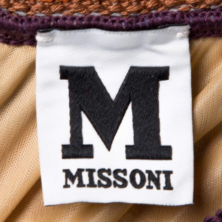 Pre Owned M Missoni Multicolor Zig Zag Pattern Perforated Knit Sleeveless Dress L