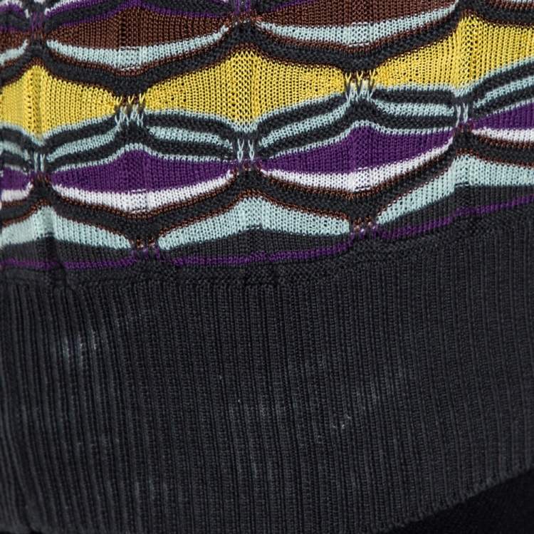 Pre Owned M Missoni Multicolor Patterned Knit Tank Top and Cardigan Set L