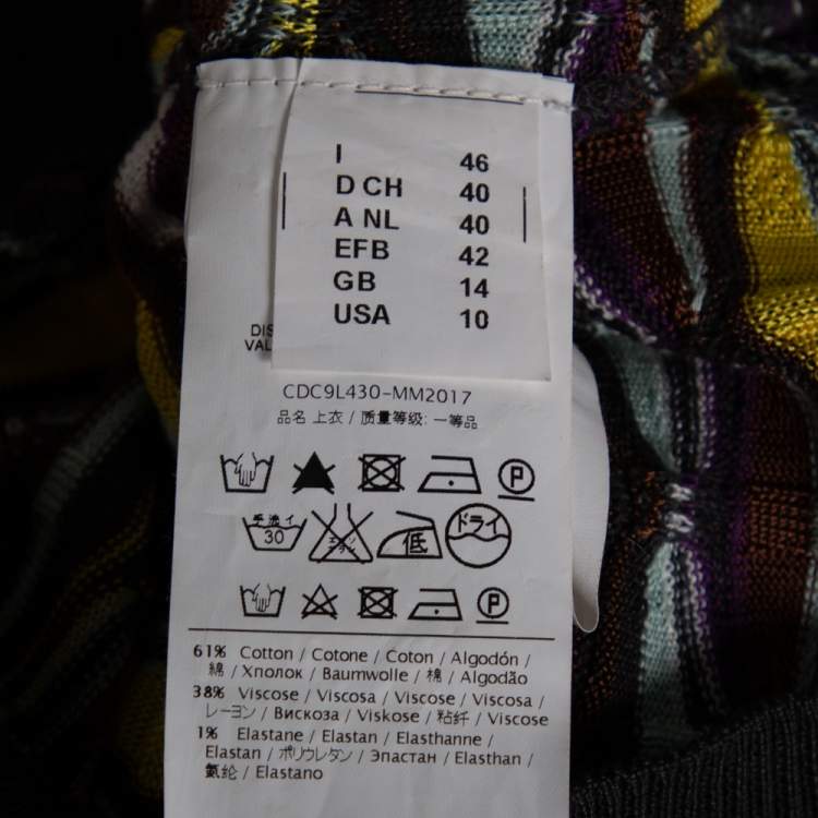 Pre Owned M Missoni Multicolor Patterned Knit Tank Top and Cardigan Set L