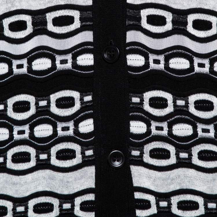 Pre Owned M Missoni Monochrome Oblong Knit Button Front Cardigan M