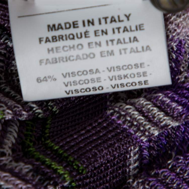 مملوكة مسبقًا M Missoni Purple Chevron Knit Tie Up Top and Cardigan Set L