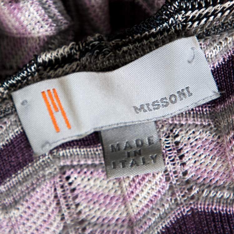 مملوكة مسبقًا M Missoni Purple Chevron Knit Tie Up Top and Cardigan Set L