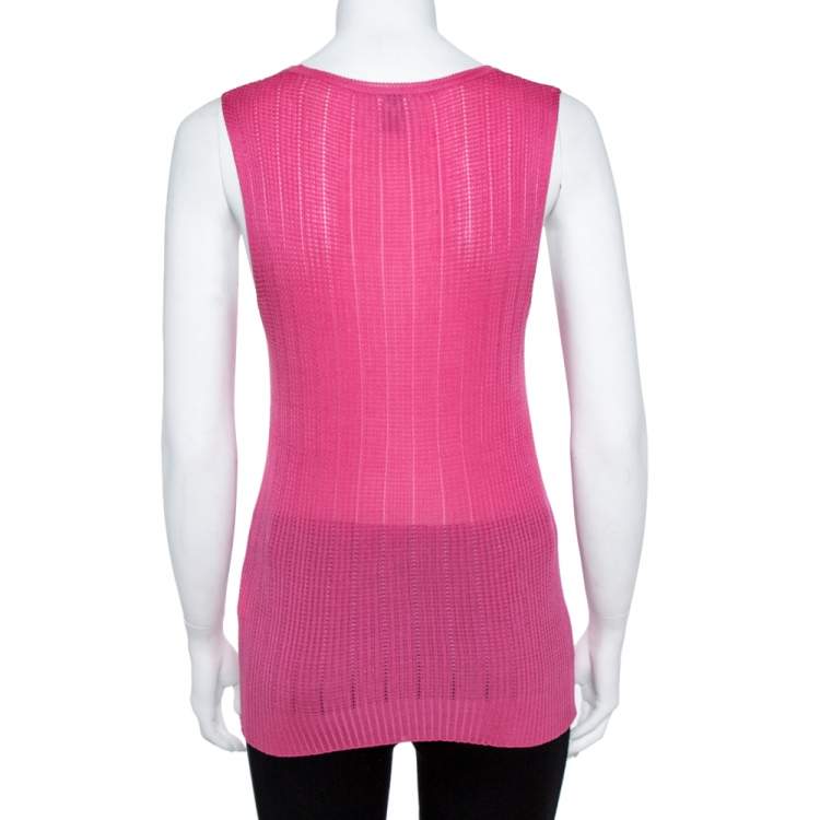 Pre Owned M Missoni Pink & Blue Knit Tank Top and Cardigan Set M/L