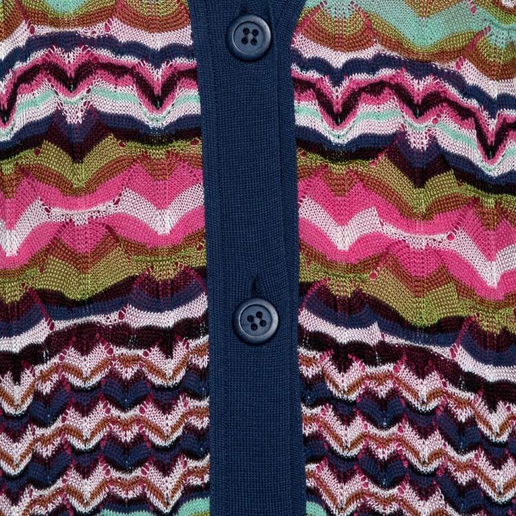 Pre Owned M Missoni Pink & Blue Knit Tank Top and Cardigan Set M/L
