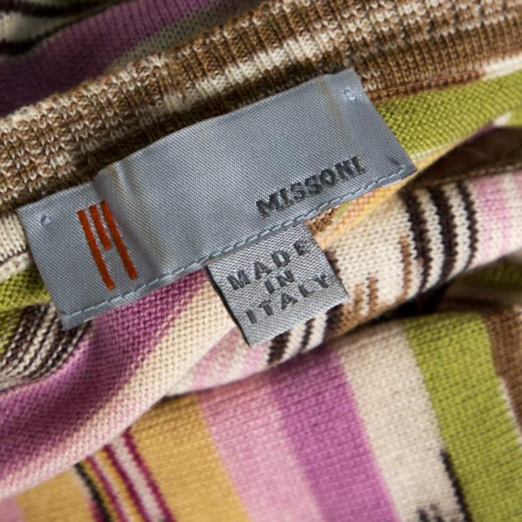 Pre Owned M Missoni Multicolor Wool Stripe Knit Tank Top and Cardigan Set L