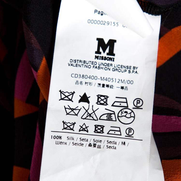 مملوكة مسبقًا M Missoni Multicolor Geo Print Crepe de chine Silk Shirt L
