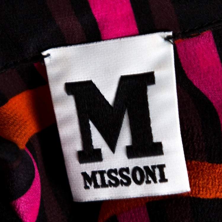 مملوكة مسبقًا M Missoni Multicolor Geo Print Crepe de chine Silk Shirt L
